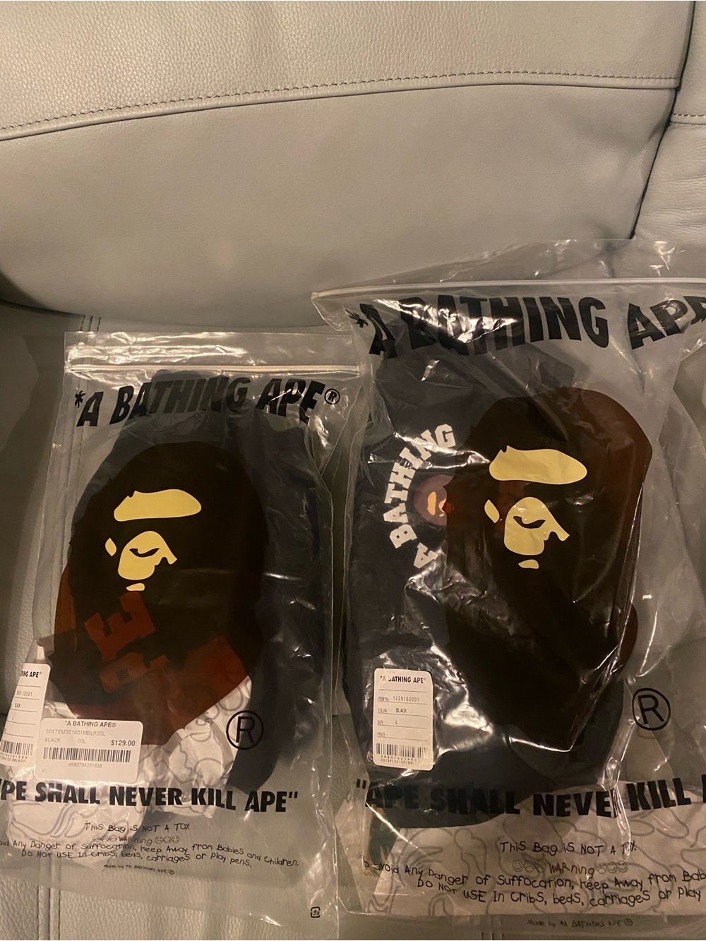 A Bathing Ape Black Graphic Short Sleeve Tee - Ape Head Logo And Shorts Set